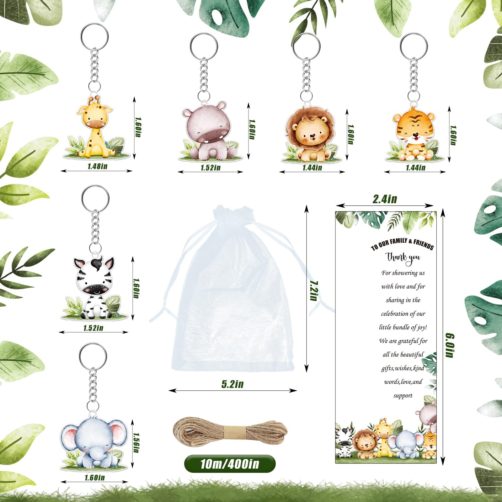 EYNDYN 145 Pieces Safari Baby Shower Favors for Guest Wild Animal Ballpoint Pens and Keychains