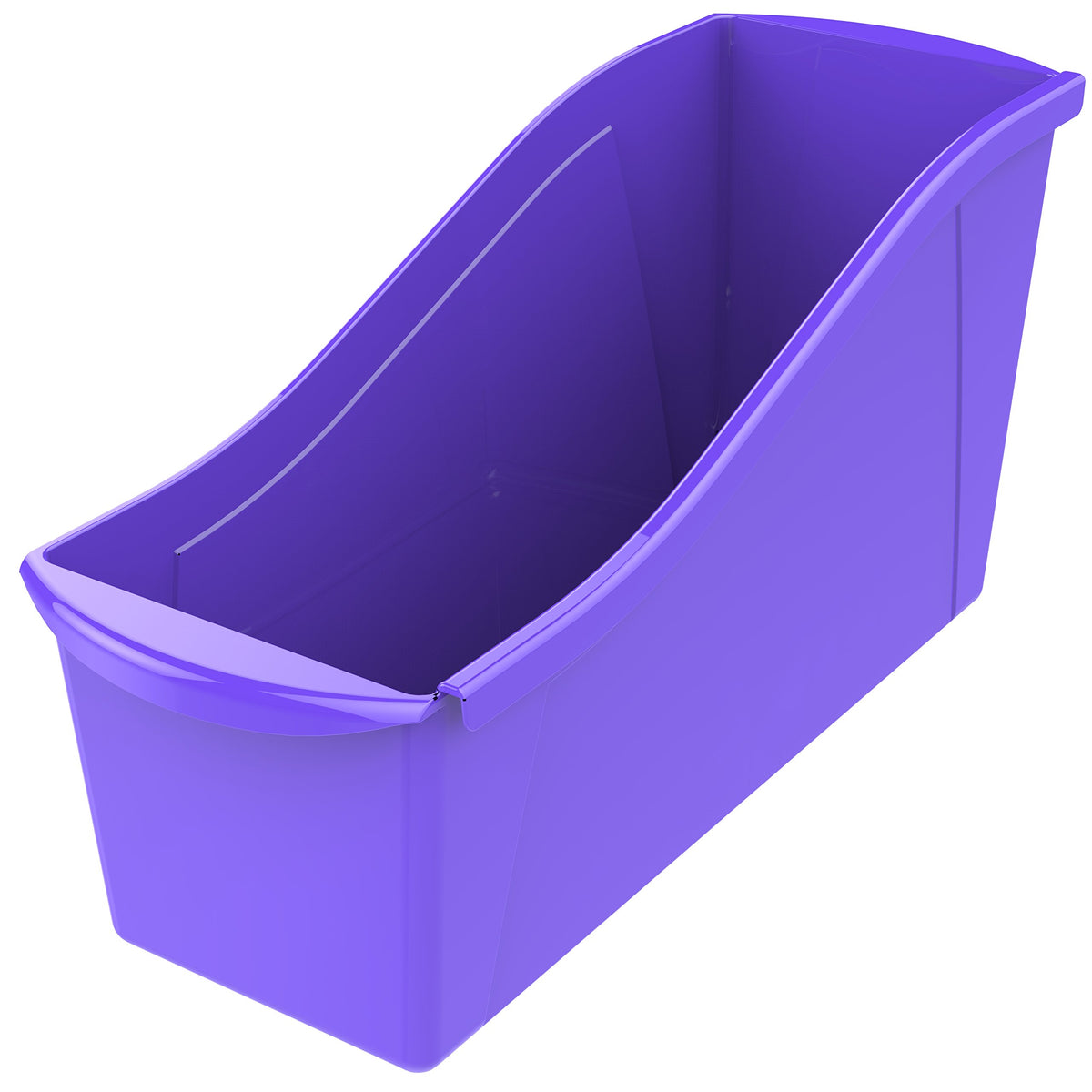 Storex Large Book Bin, Interlocking Plastic Organizer for Home, Office and Classroom, Purple