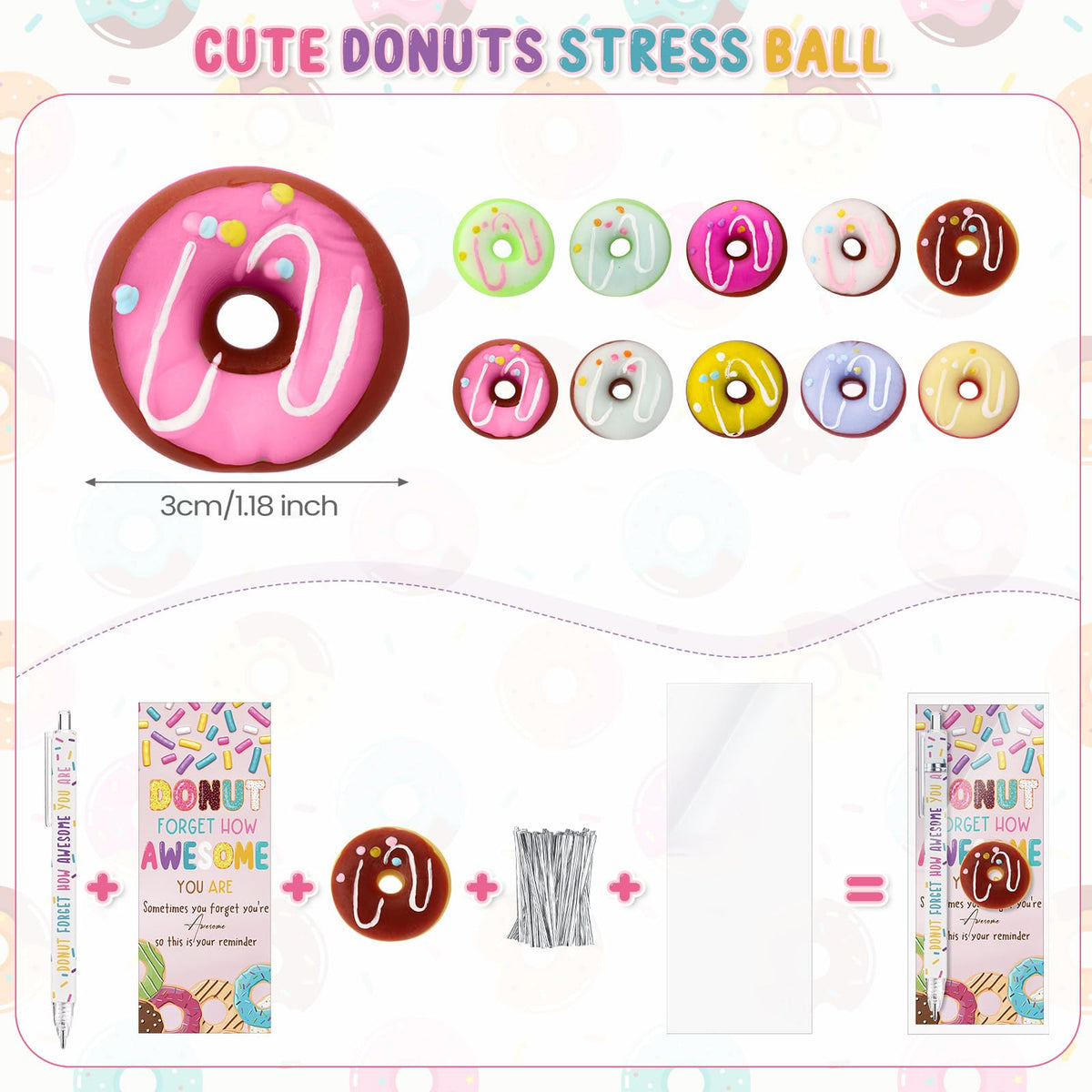 TecUnite Donuts 20 Sets Classroom Motivation Gifts Bulk