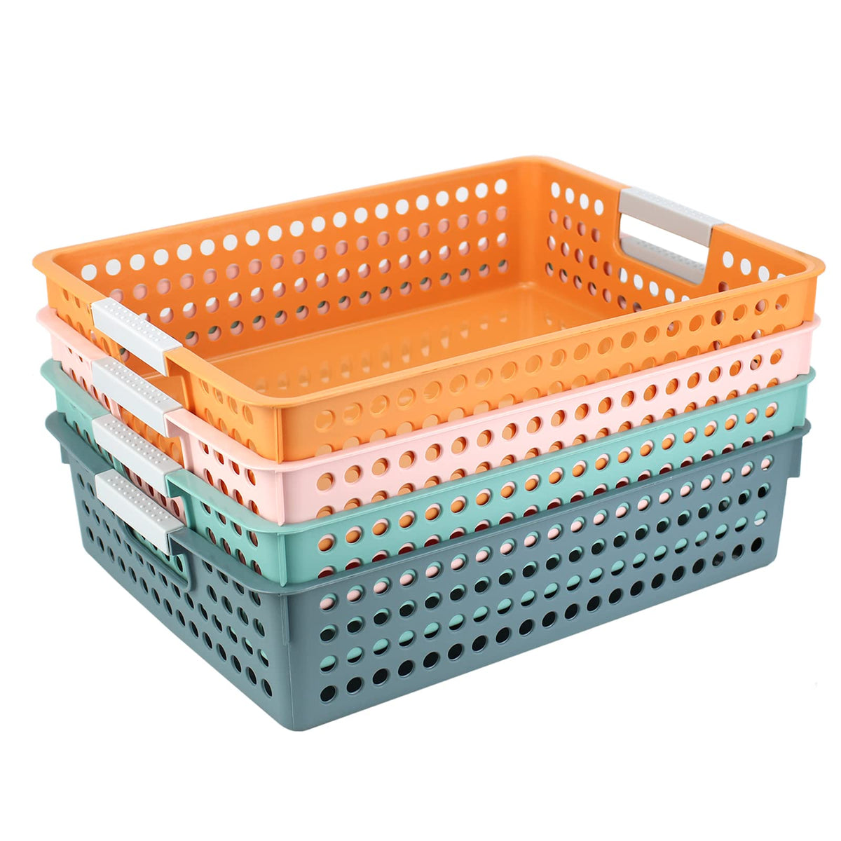 Turn in Trays Classroom, 4Pcs Paper Trays for Classroom, Book Baskets for Library, Drawers, Office
