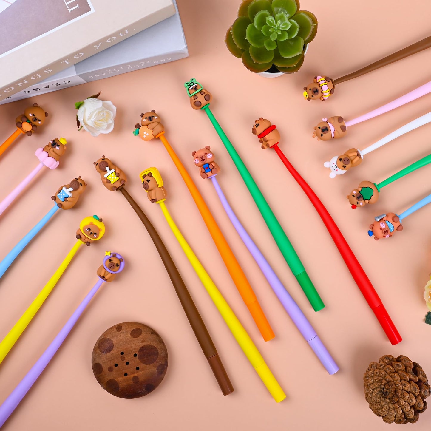 LiYiQ 50 PCS Capybara Stress Relief Bobblehead Pens Fun Cute Pen for kids Fidget Pens Kawaii Pen