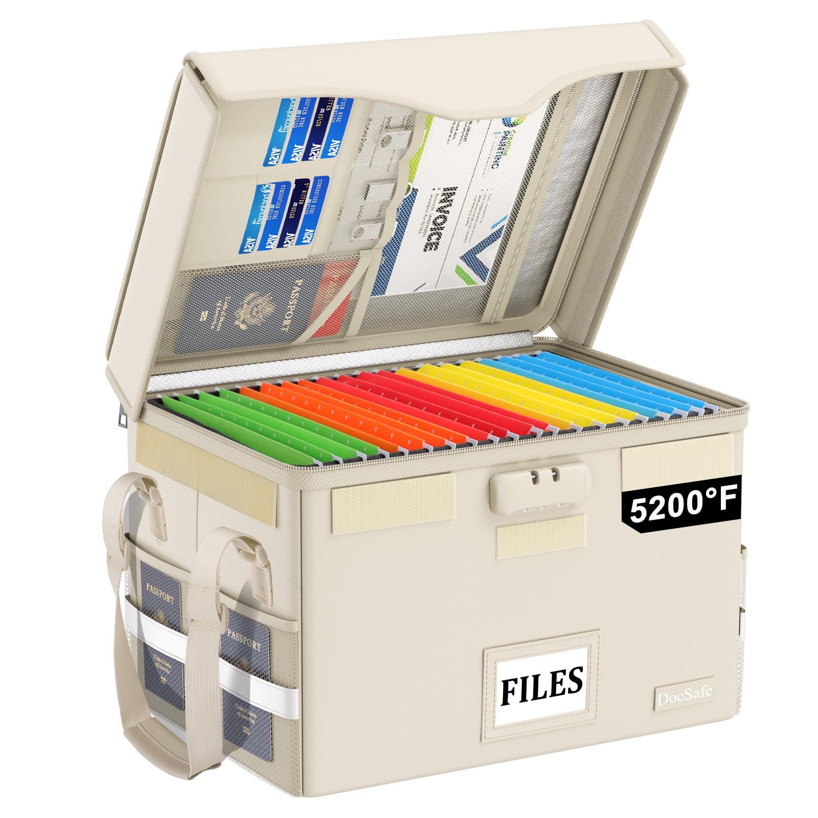 DocSafe 5200°F Fireproof Document Box with Lock,Heat Insulated File Organizer Storage with