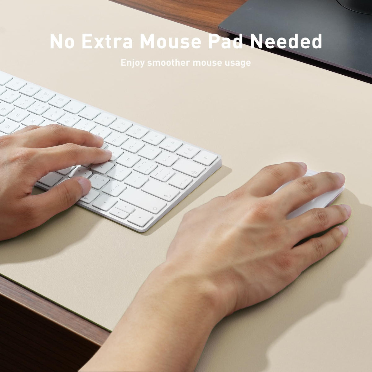 Aothia Faux Leather Desk Mat - Non-Slip PU Leather Desk Blotter, Waterproof Writing Surface, Large
