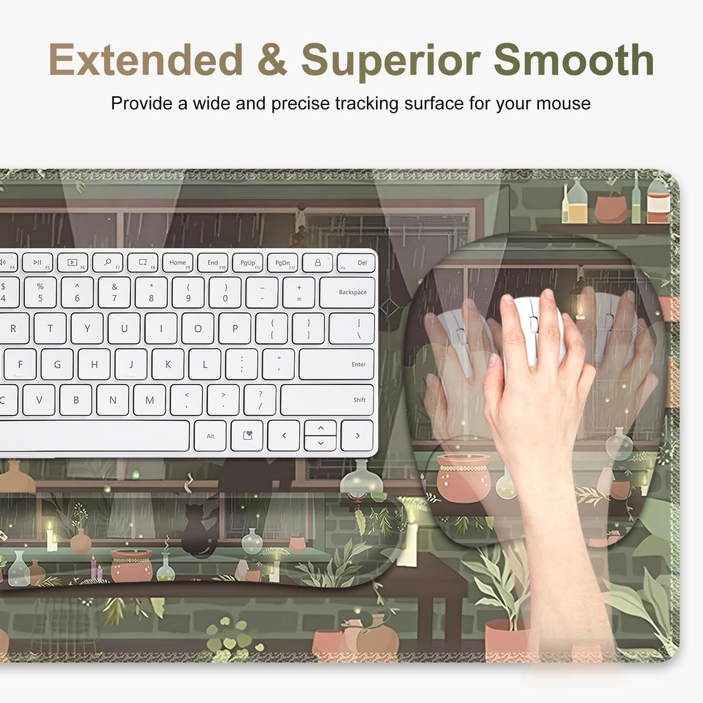 Aesthetics Large Mouse Pad with Wrist Support 4 in1 Set, XXL Big Game Mousepad + Keyboard Wrist