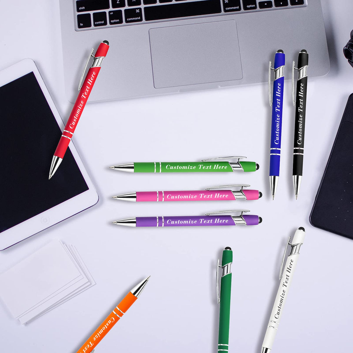 Personalized Pens Bulk with Stylus Tip 24 Pcs Custom Engraving Ballpoint Pens with Name Message