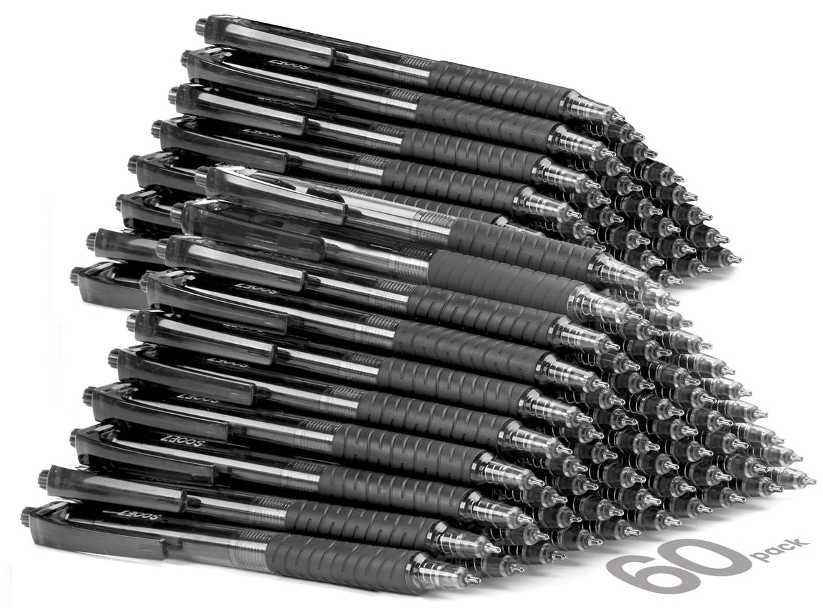 Sooez 60 Pack Bulk Pens Ballpoint, Smooth Writing Pens with Soft Grip