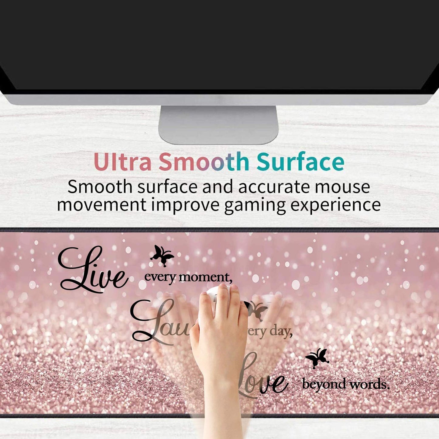 Luasao Desk Pad Mat Gaming Mouse Pads with Coasters,31.5 inch x 11.8 inch Large Non-Slip Rubber