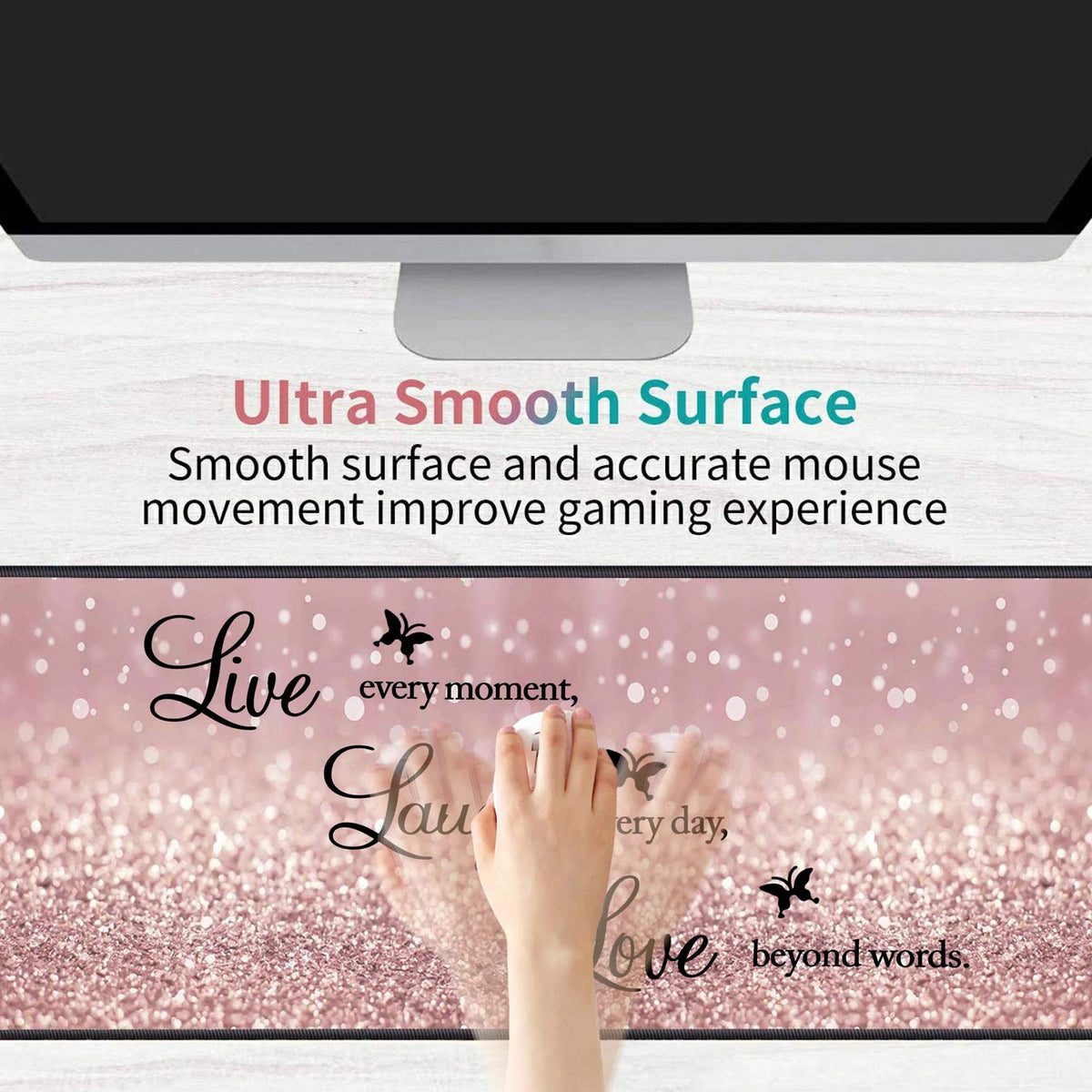 Luasao Desk Pad Mat Gaming Mouse Pads with Coasters,31.5 inch x 11.8 inch Large Non-Slip Rubber