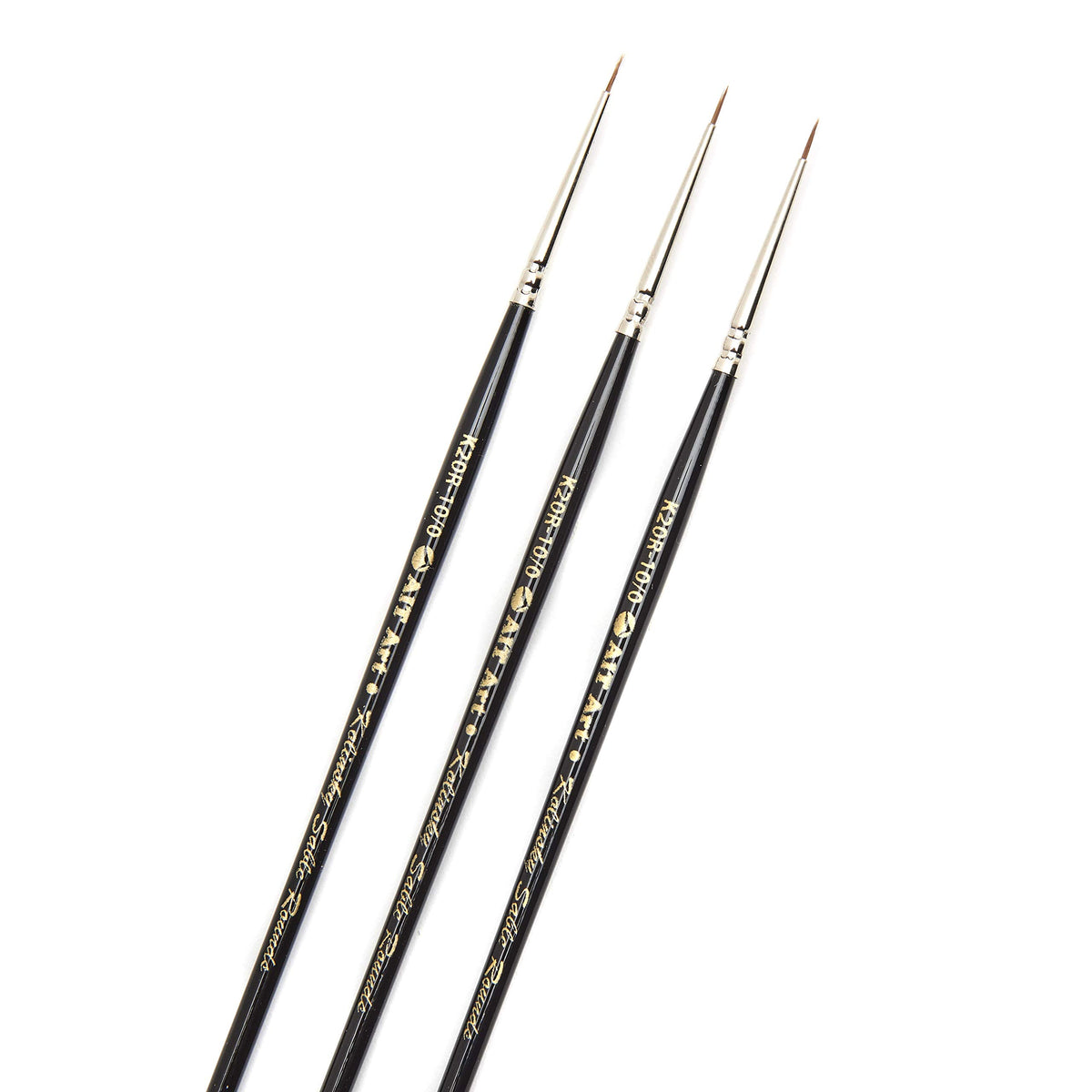 AIT Art Premium Round Detail Kolinsky Paint Brushes, Size 10/0, Pack of 3, Pure Russian Red Sable