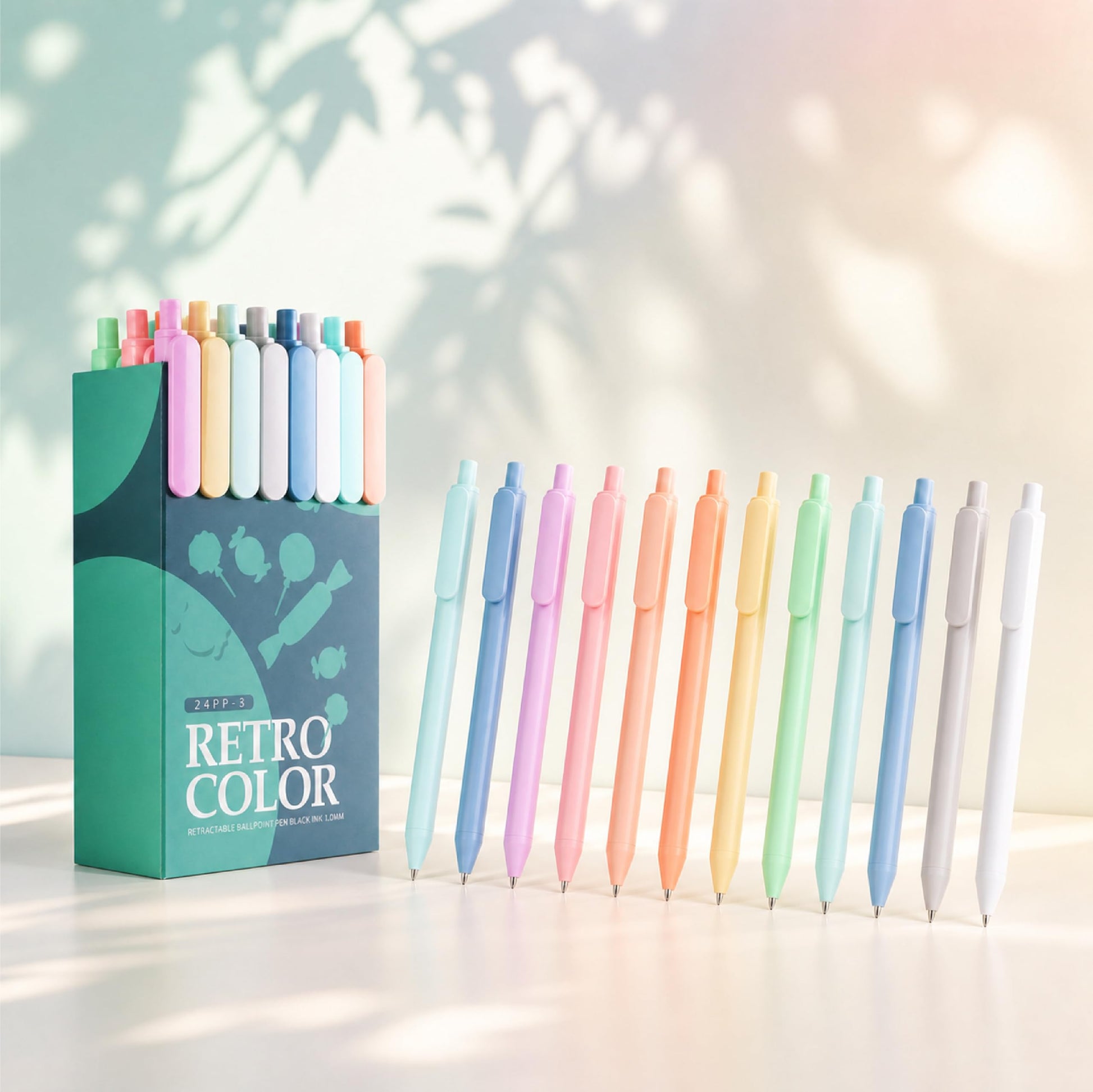 WY WENYUAN 24 Pack Flair Black Ink Ballpoint Pens, Cute Fine Tip