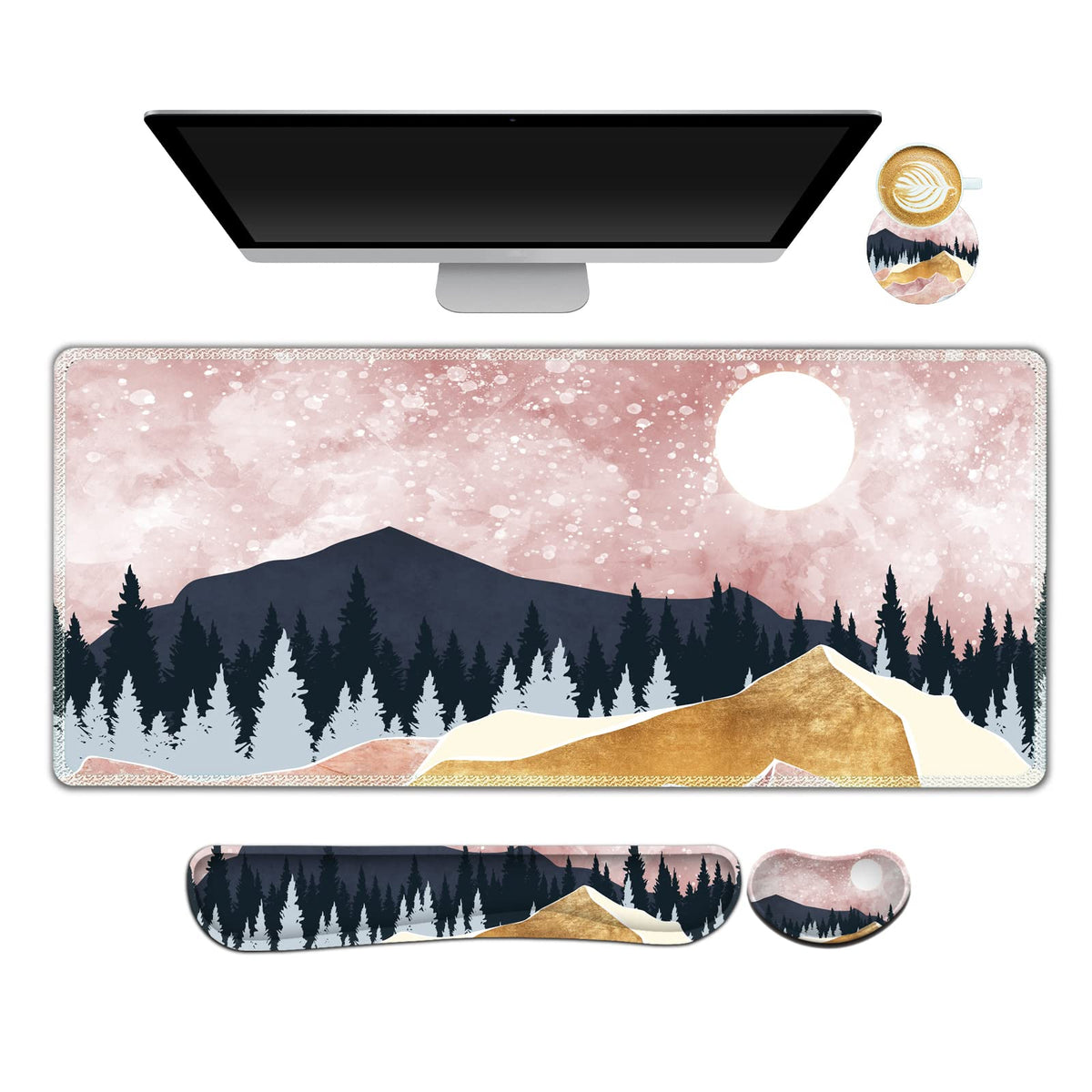 ARTSO Extended Gaming Mouse Pad Set, Keyboard Wrist Rest Support Pad + Wrist Cushion + XXL Large