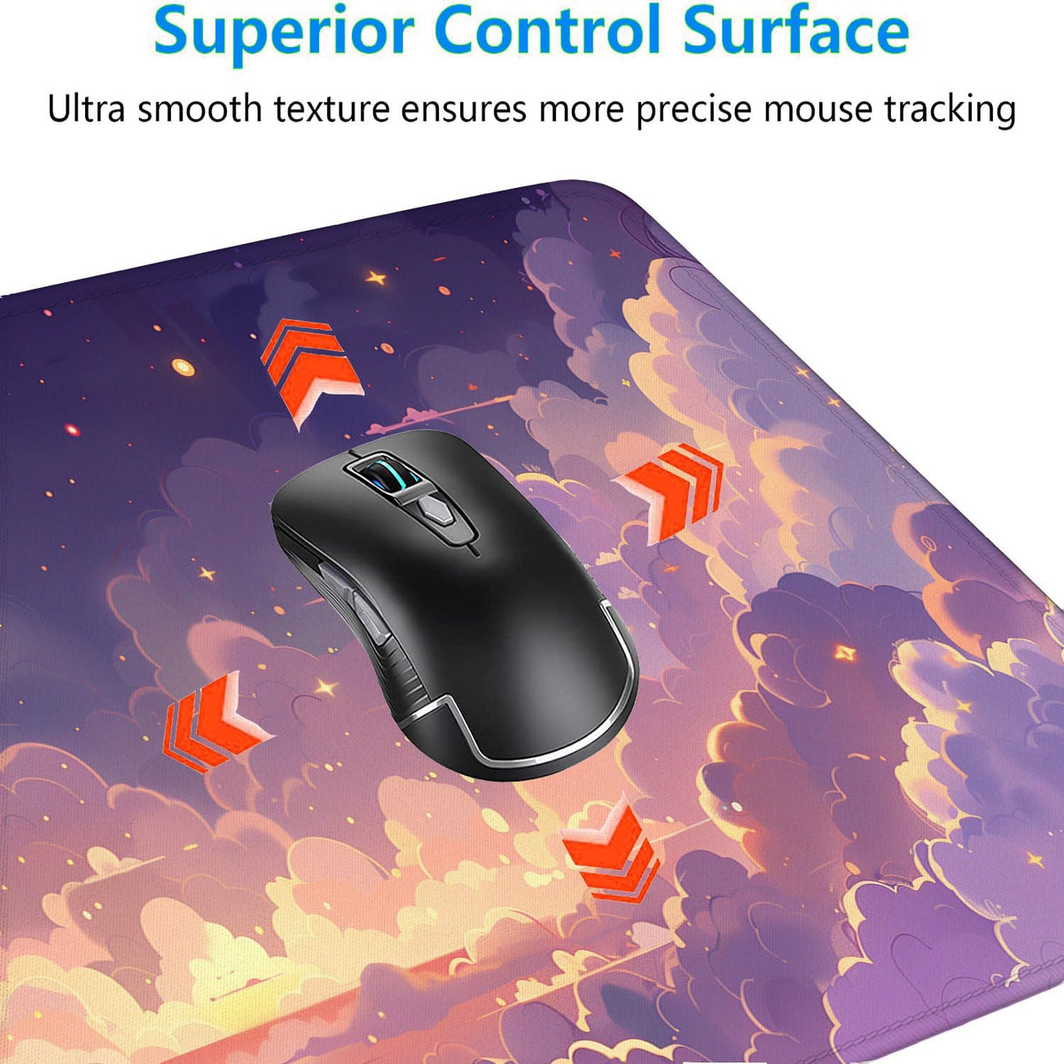 Cute Gaming Mouse Pad Desk Pad Kawaii Pink Purple Gold Clouds Mousepad XL Large Gaming Mouse Pad