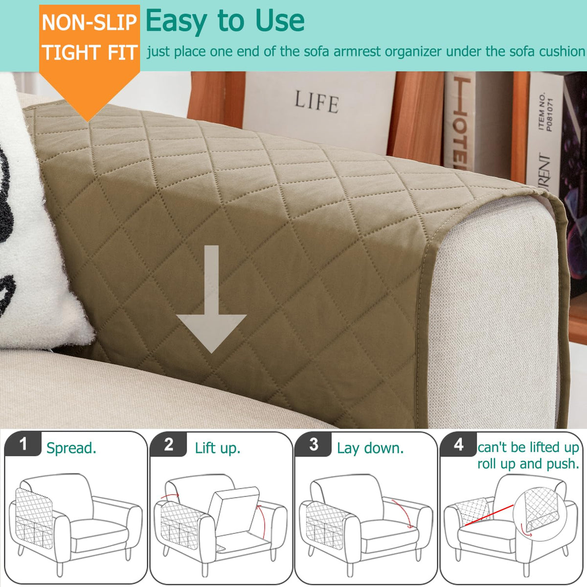 Remote Control Holder for Recliner Non-Slip Armchair Caddy Couch Armrest Organizer, Arm Chair