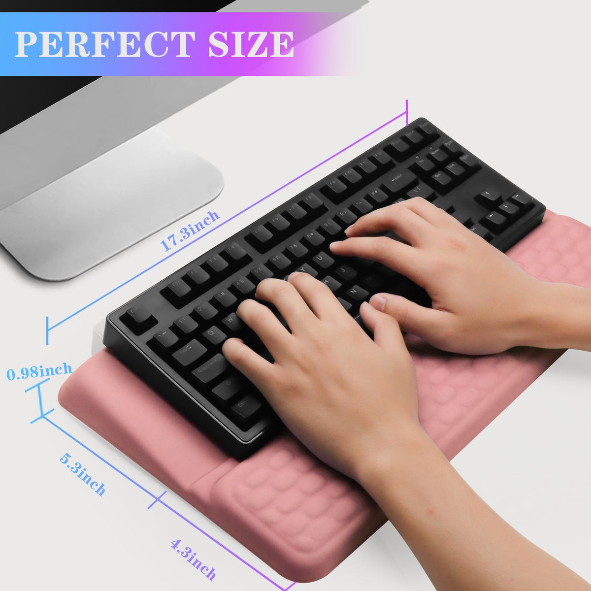 Computer Keyboard Stand with Wrist Rest, Ergonomic Tilted Keyboard Holder - Keyboard Riser with