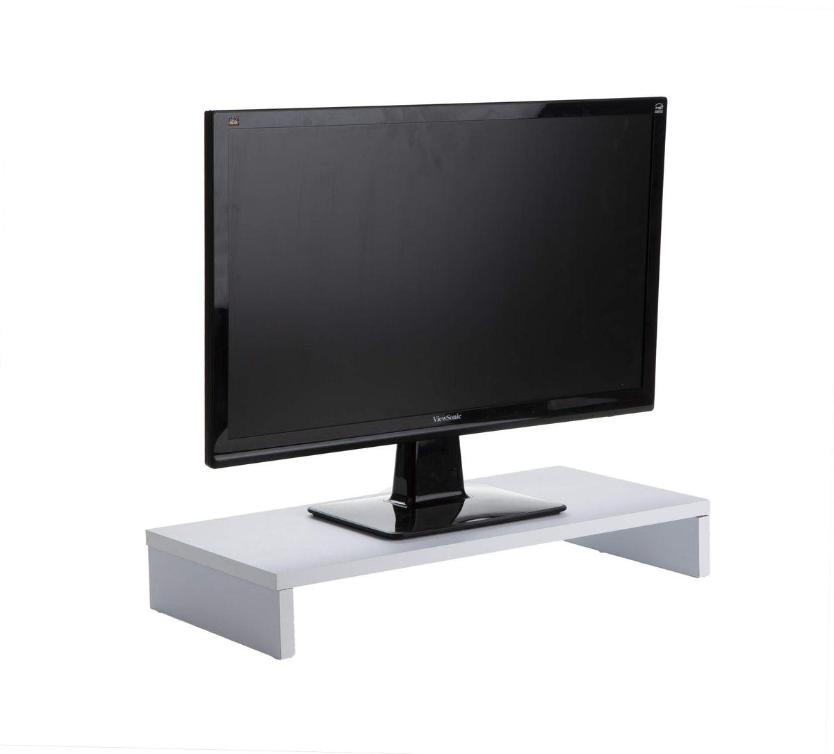 Mind Reader Woodland Collection, Monitor Stand, 33 lb. Capacity, Desktop Organizer, White