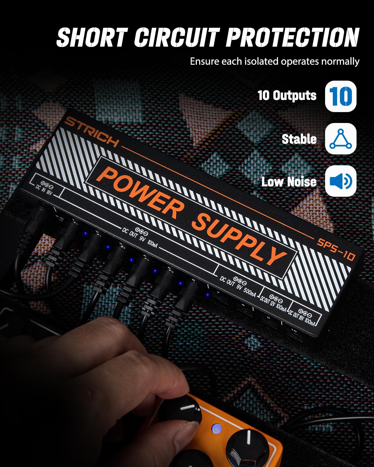 SPS-10 Guitar Power Supply 10 Independent DC Output for 9V/12V/18V (100mA/500mA) Effect Pedal