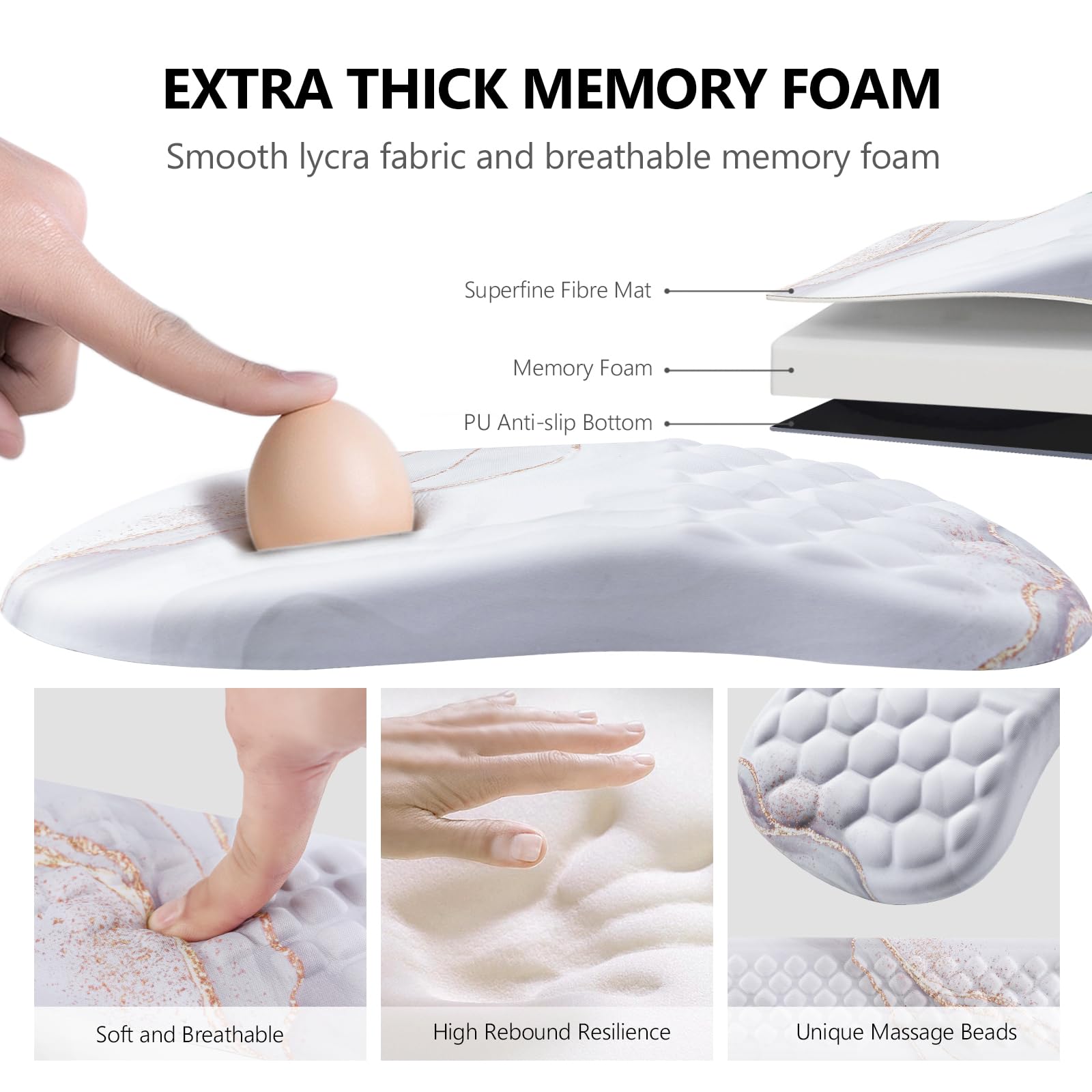 Laokiiy Ergonomic Mouse Pad & Keyboard Wrist Rest Set, Memory Foam