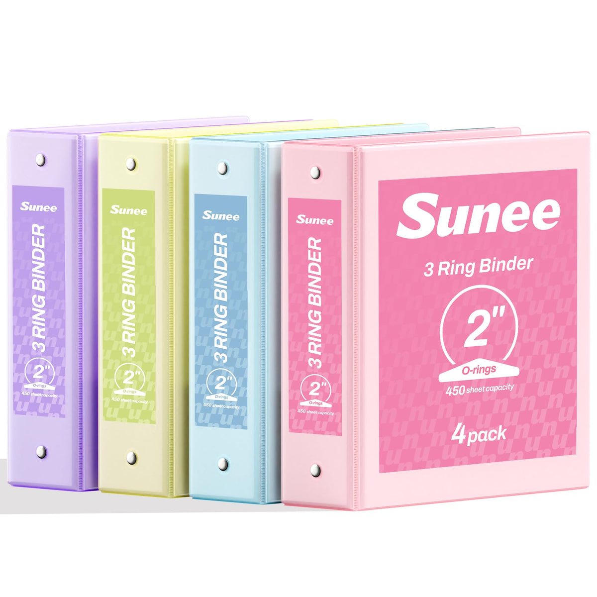 SUNEE 3 Ring Binders 2 Inch 4 Pack, Clear View Binder Three Ring PVC-Free (Fit 8.5x11 Inches) for