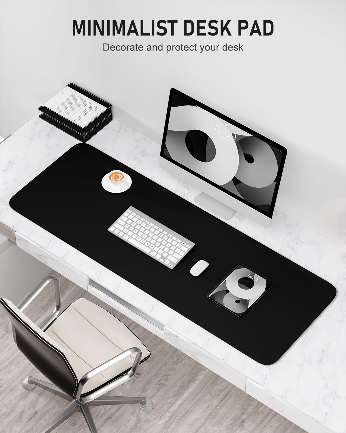 Niniubye Desk Pad, 48" x 17" PU Leather Non-Slip Desk Mat Large Mouse Pad for Desktop, Waterproof
