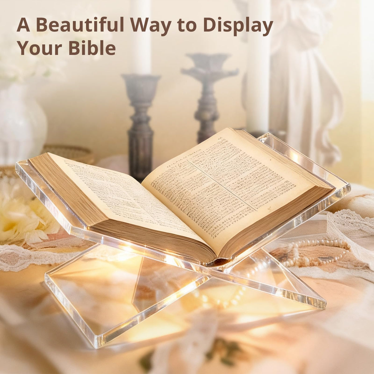 Acrylic Book Stand 12×8×6, Clear 8 mm Thick Book Holder & Display Stand for Cookbooks, Bibles, Art