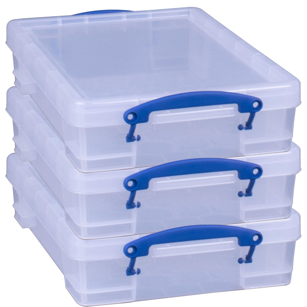 Really Useful Box 4 Liter Plastic Stackable Storage Container w/Snap Lid & Built-In Clip Lock