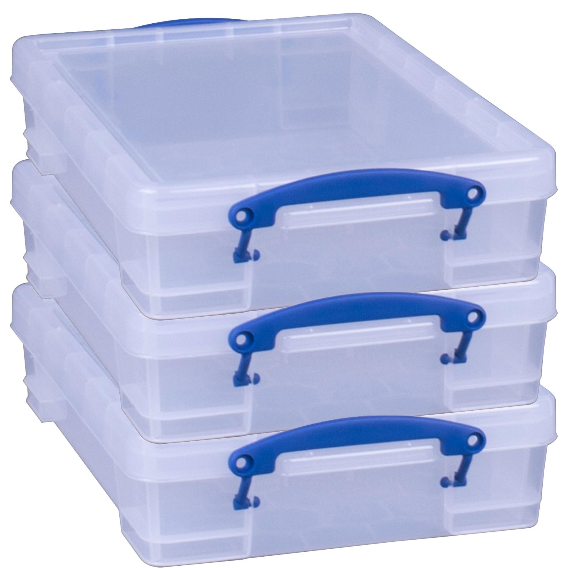 Really Useful Box 4 Liter Plastic Stackable Storage Container w/Snap Lid & Built-In Clip Lock