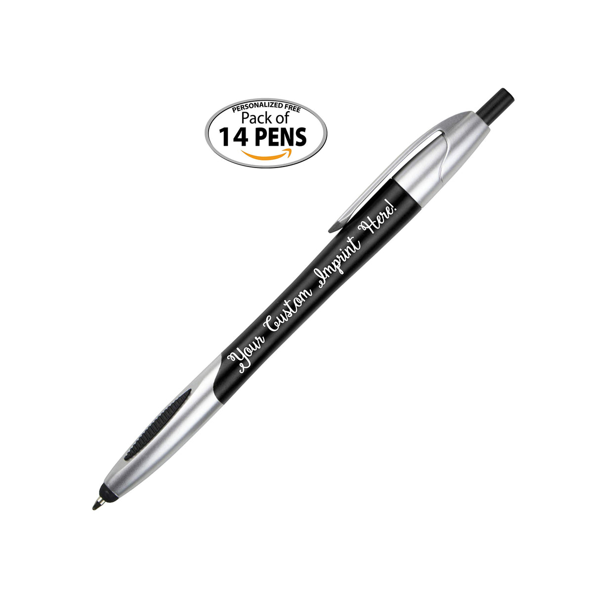 The Glide Ballpoint Pen with Stylus. Click action Custom Personalized Black writing ink. Full color
