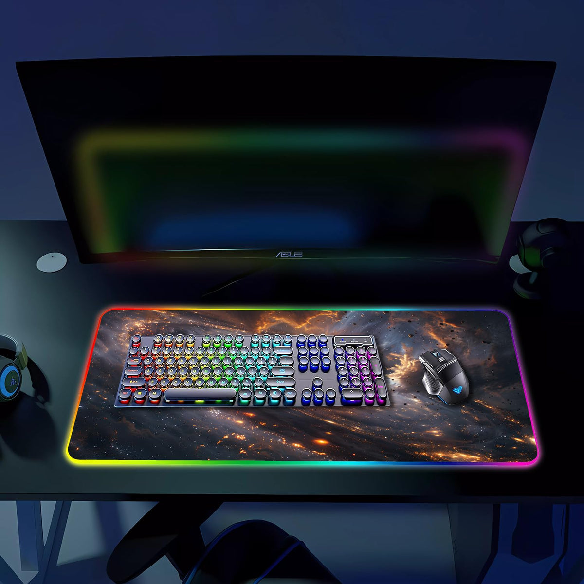 Armanza RGB Gaming Mouse Pad, Large Mousepad with Led Light, Gaming Accessories Keyboard Pad for