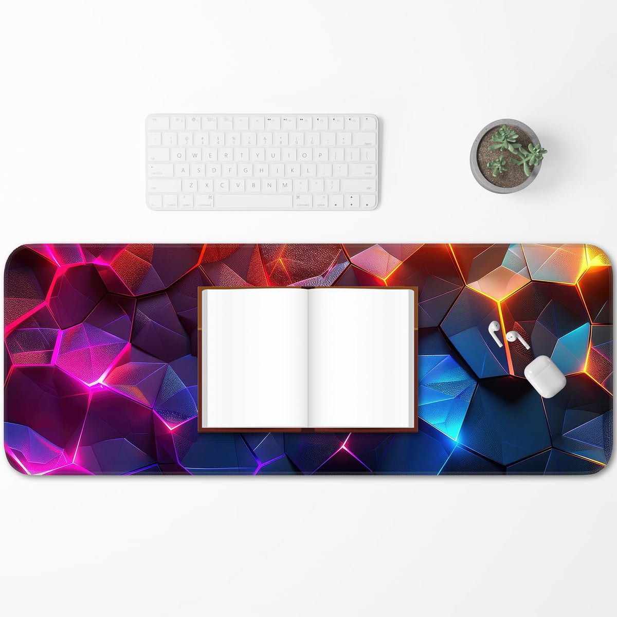 Gaming Mouse Pad, Geometric Design, Non-Slip Rubber Bottom, Stitched Edges, for Home, Office