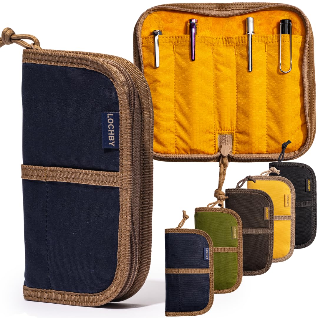 LOCHBY® Quattro | Slim and Elegant Pen Pouch, Durable Waxed Canvas, Lightly Padded for Fountain Pen