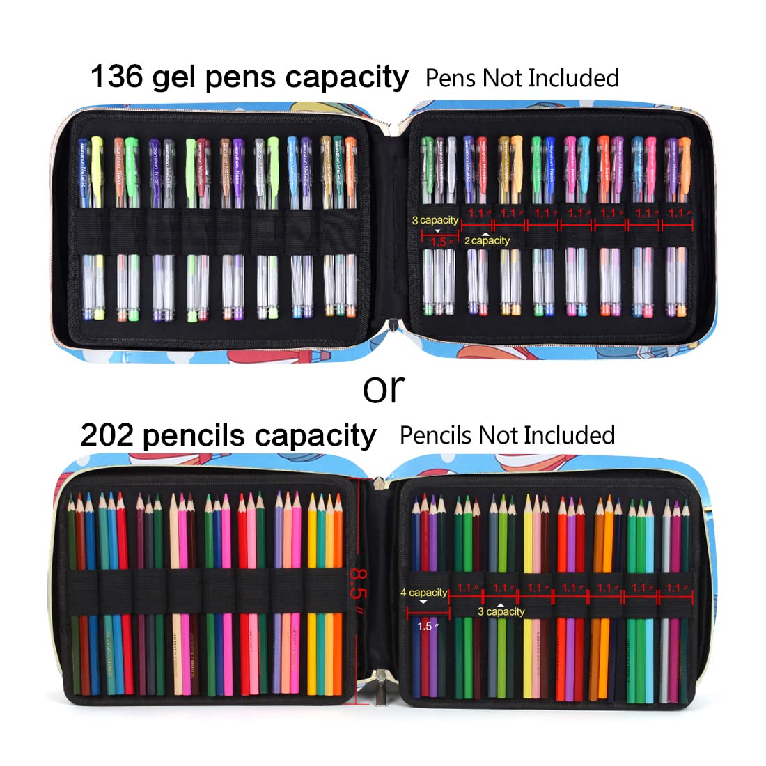 Pencil Case Holder Slot with Zipper Closure Large Capacity Pen Organizer