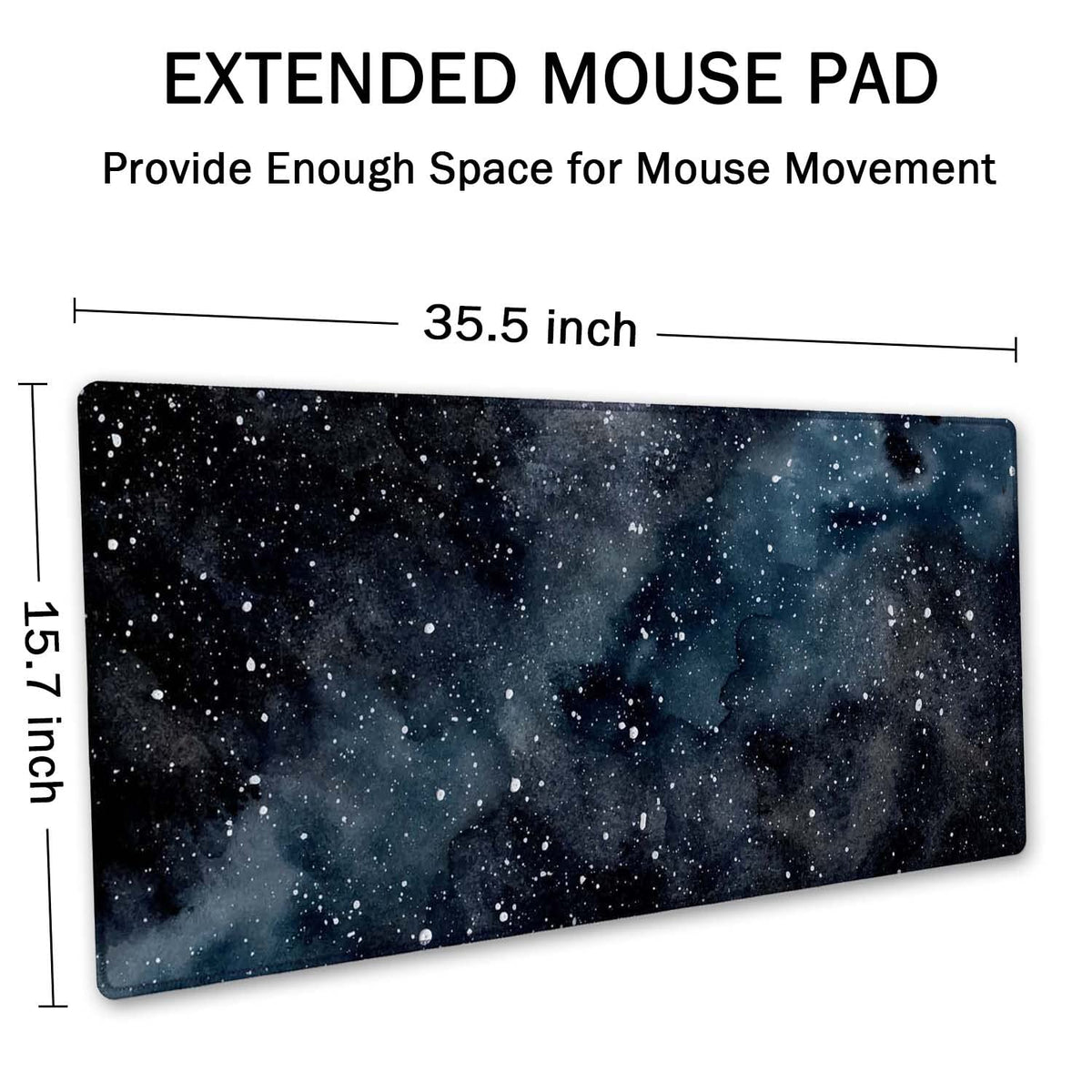 SSOIU Extended Gaming Mouse Pad (35.5x15.7 in) Dark Starry Deep Space Desk Mat, Cute Galaxy Desk Pad