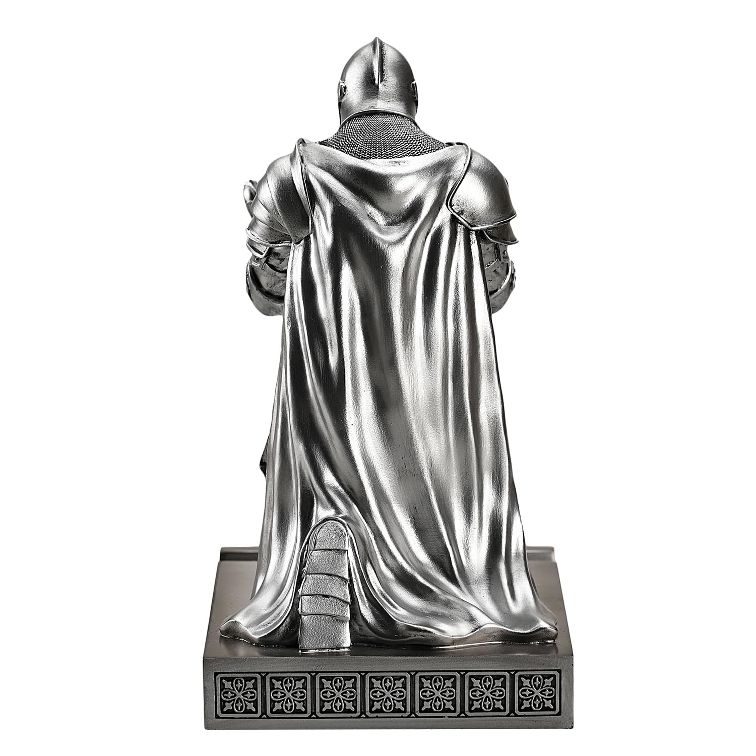 Medieval Armored Knight Pen Holder Figurine Paperweight Phone Stand Silver