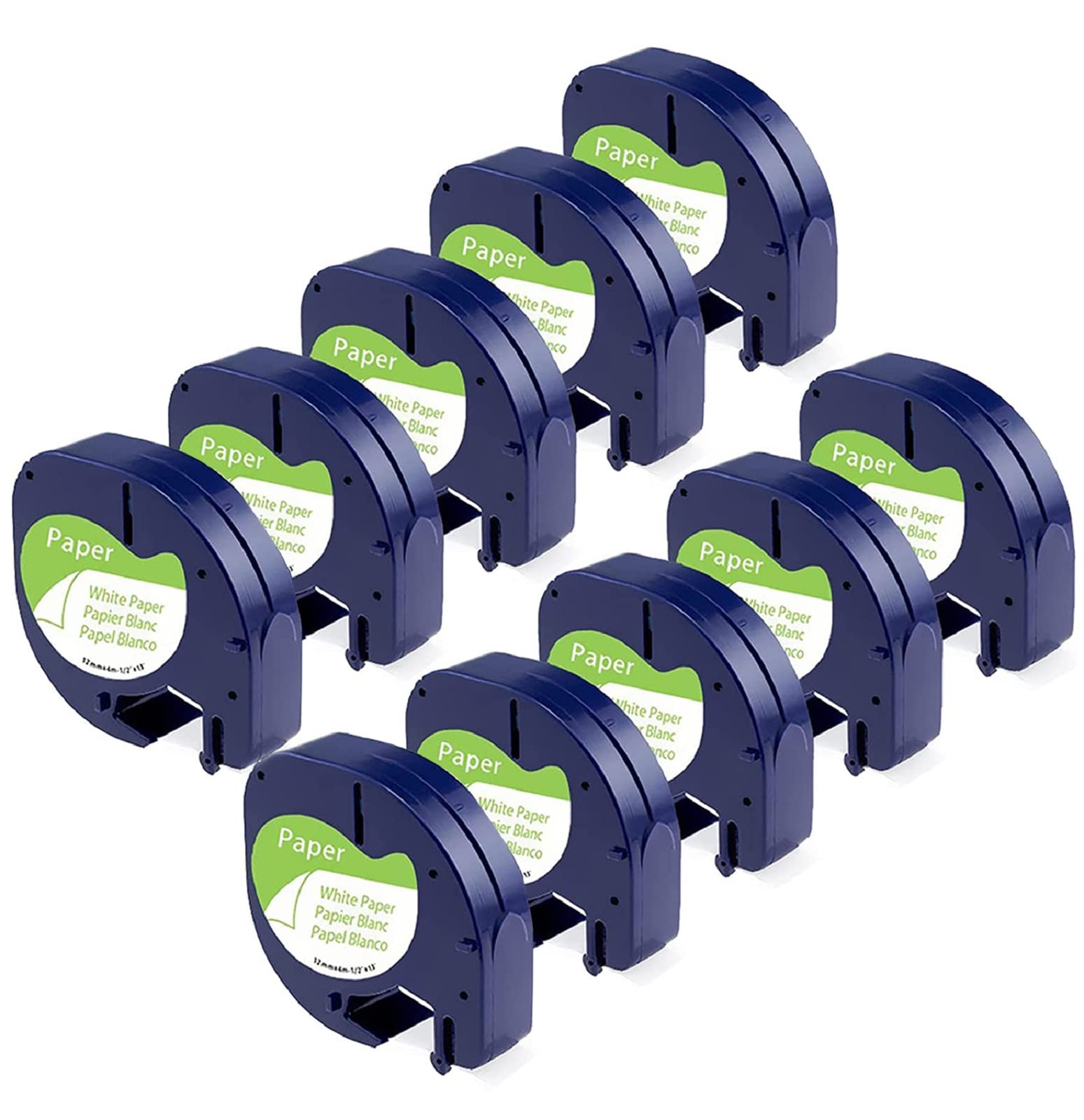 AONOMI 10-PK Replace for Dymo Letratag Refills White Paper 12mm 91330 10697