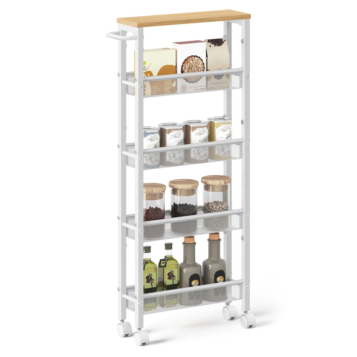 VASAGLE 5-Tier Slim Rolling Storage cart with Wheels, 5.1 Inches, Metal