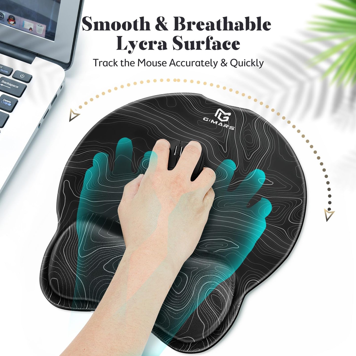Gimars Upgrade 3 in 1 Enlarge Superfine Smooth Gel Ergonomic Mouse Pad Wrist Support and Keyboard