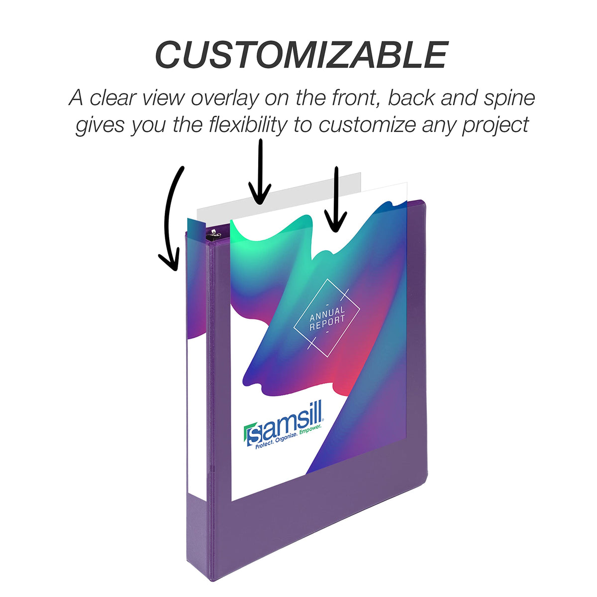 Samsill Durable 1 inch 3 Ring Binder, D Ring Binder, 100% Recycled Chipboard, Purple, 4 Pack