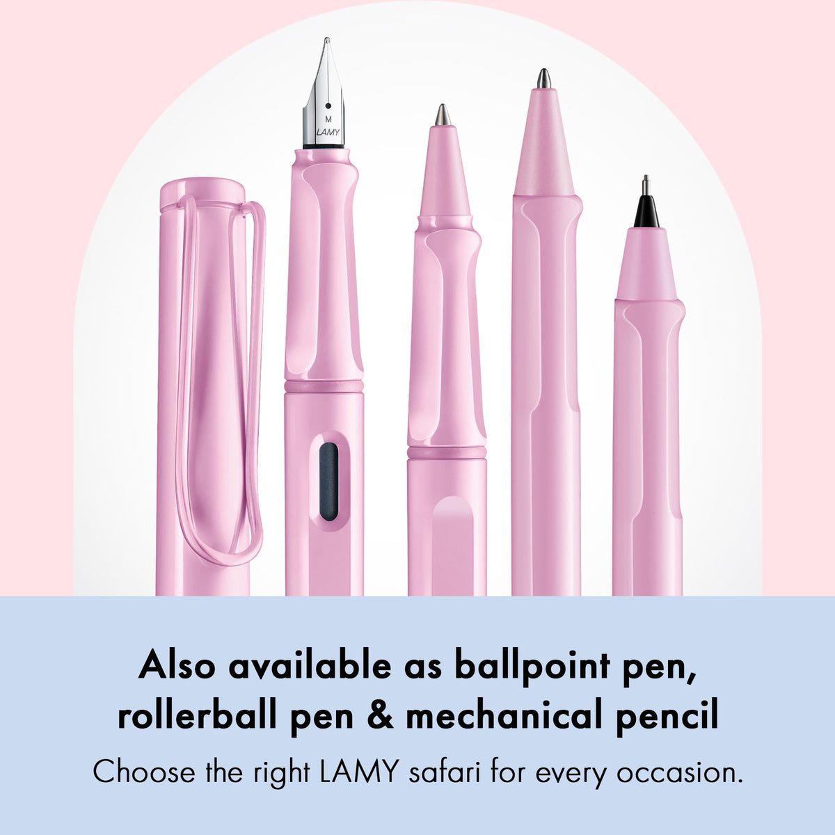 LAMY safari lightrose - Fountain Pen with ergonomic grip & polished steel nib in size M - ideal for