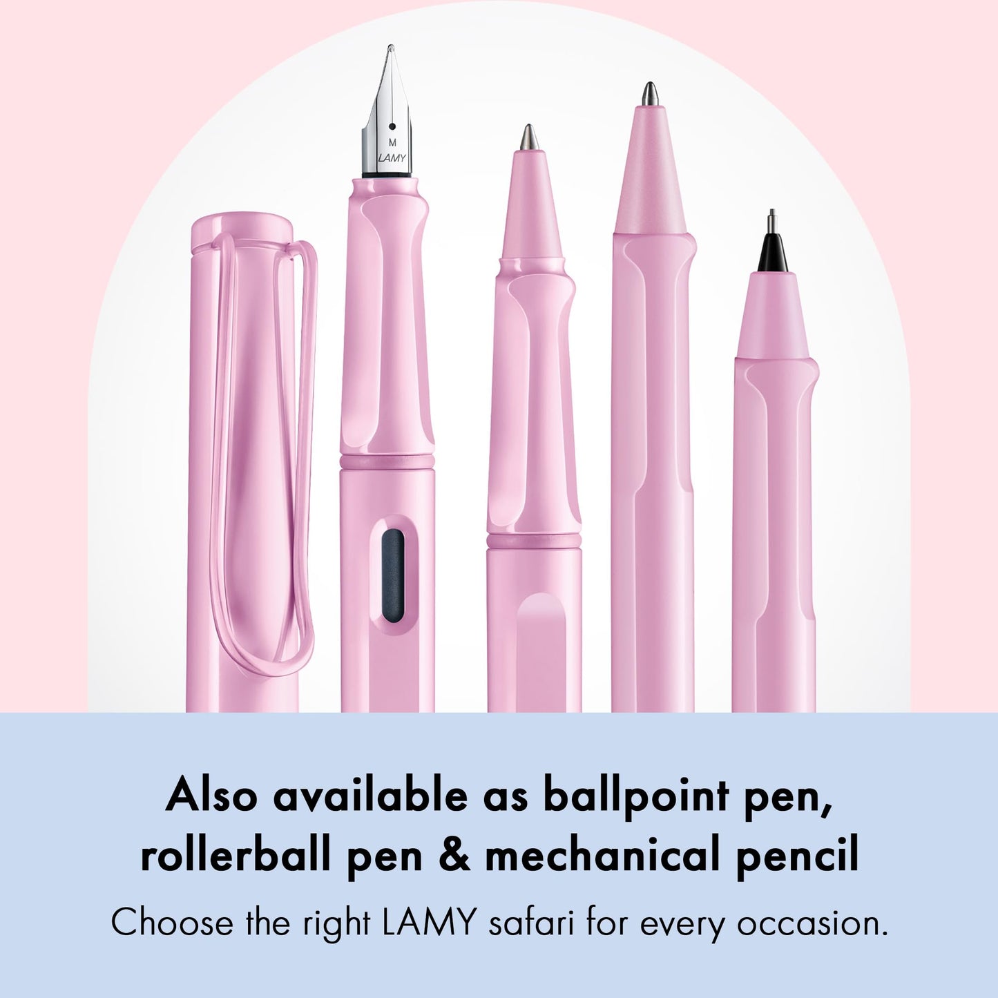 LAMY safari lightrose - Fountain Pen with ergonomic grip & polished Left-Handed steel nib (LH) in