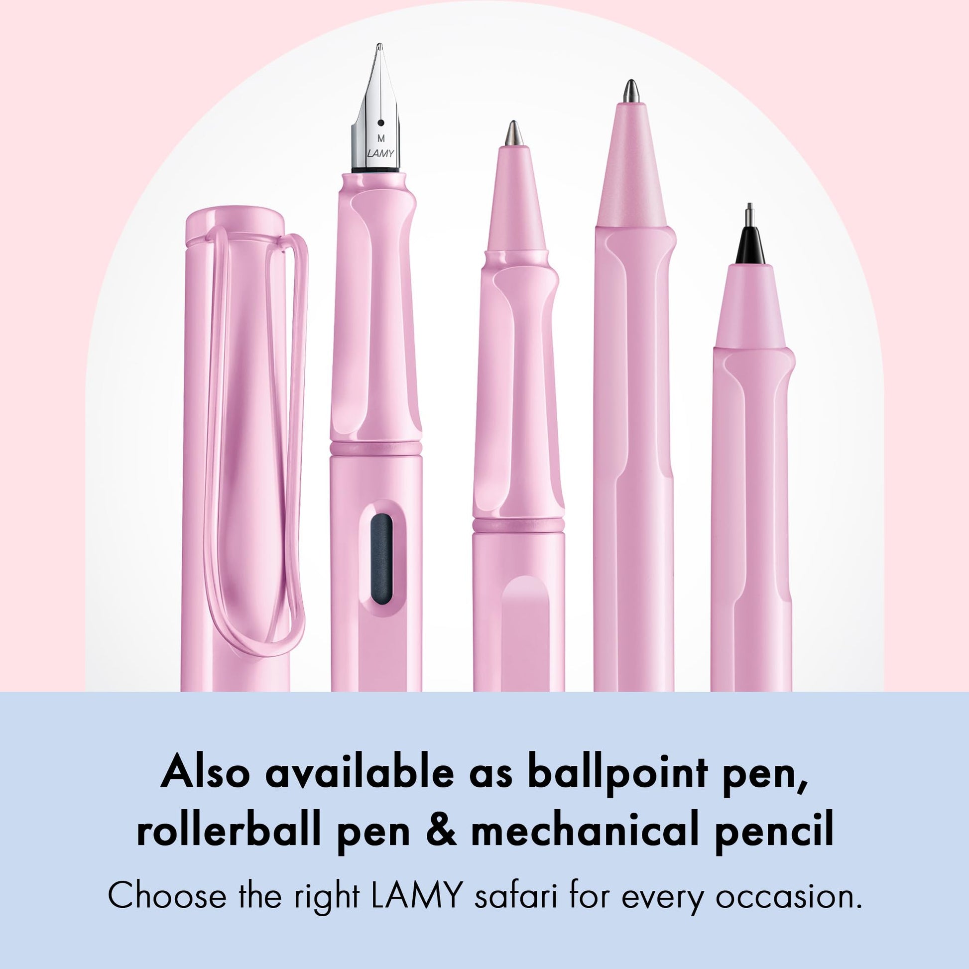 LAMY safari lightrose - Fountain Pen with ergonomic grip & polished steel nib in size F - ideal for
