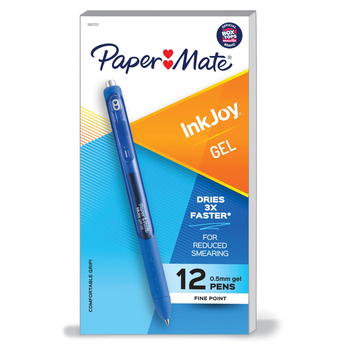 Paper Mate InkJoy Gel Pens, Fine Point (0.5mm), Blue Ink, 12 Count - Comfortable Grip, Teacher