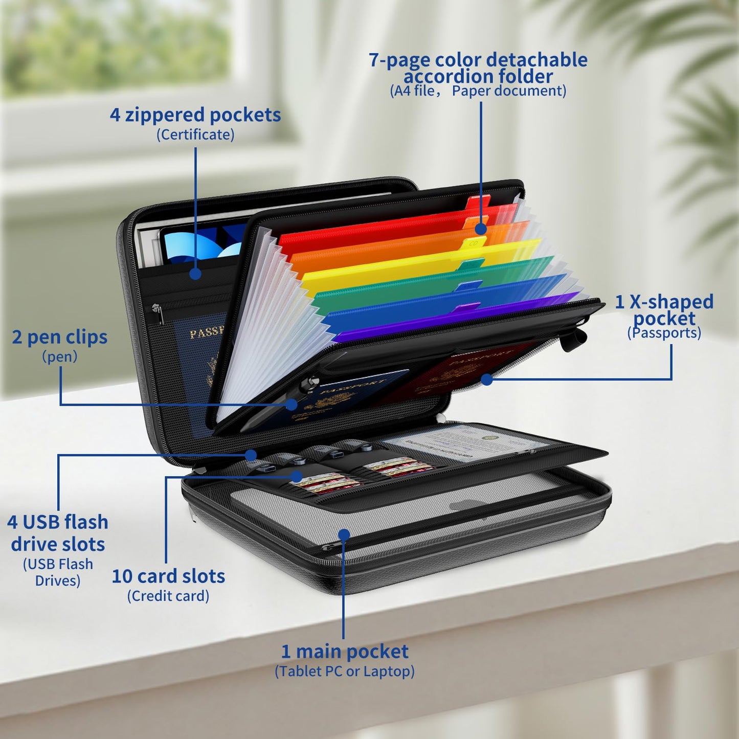 Tamfile Fireproof Document Box with Handle, Hard Case File Organizer, Black