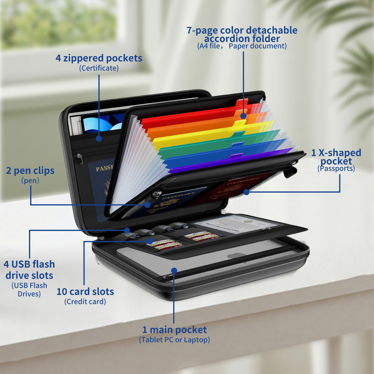 Tamfile Fireproof Document Box with Handle, Hard Case File Organizer, Black