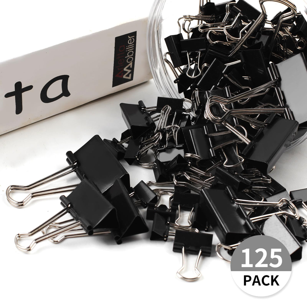 125Pcs Binder Clips Colored, Binder Clips Assorted Sizes, 6 Sizes Binder Paper Clips for Office