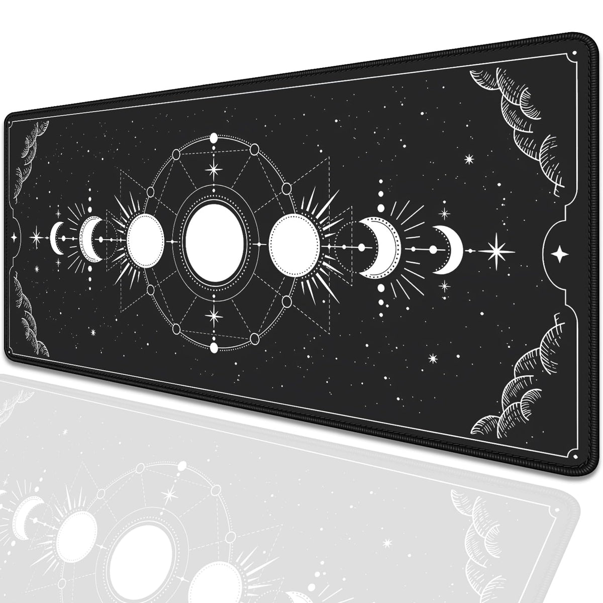 Moon Phases Celestial Witchy Tarot Astrology Witch Aesthetic Extended Desk Pad Mouse Pad,Stitched