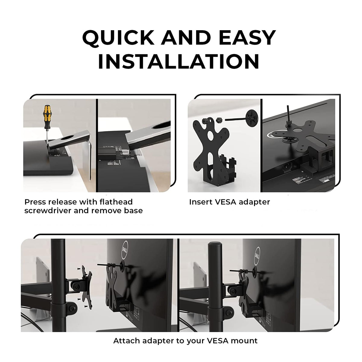 HumanCentric VESA Mount Adapter for Dell Monitors, 75x75 & 100x100mm