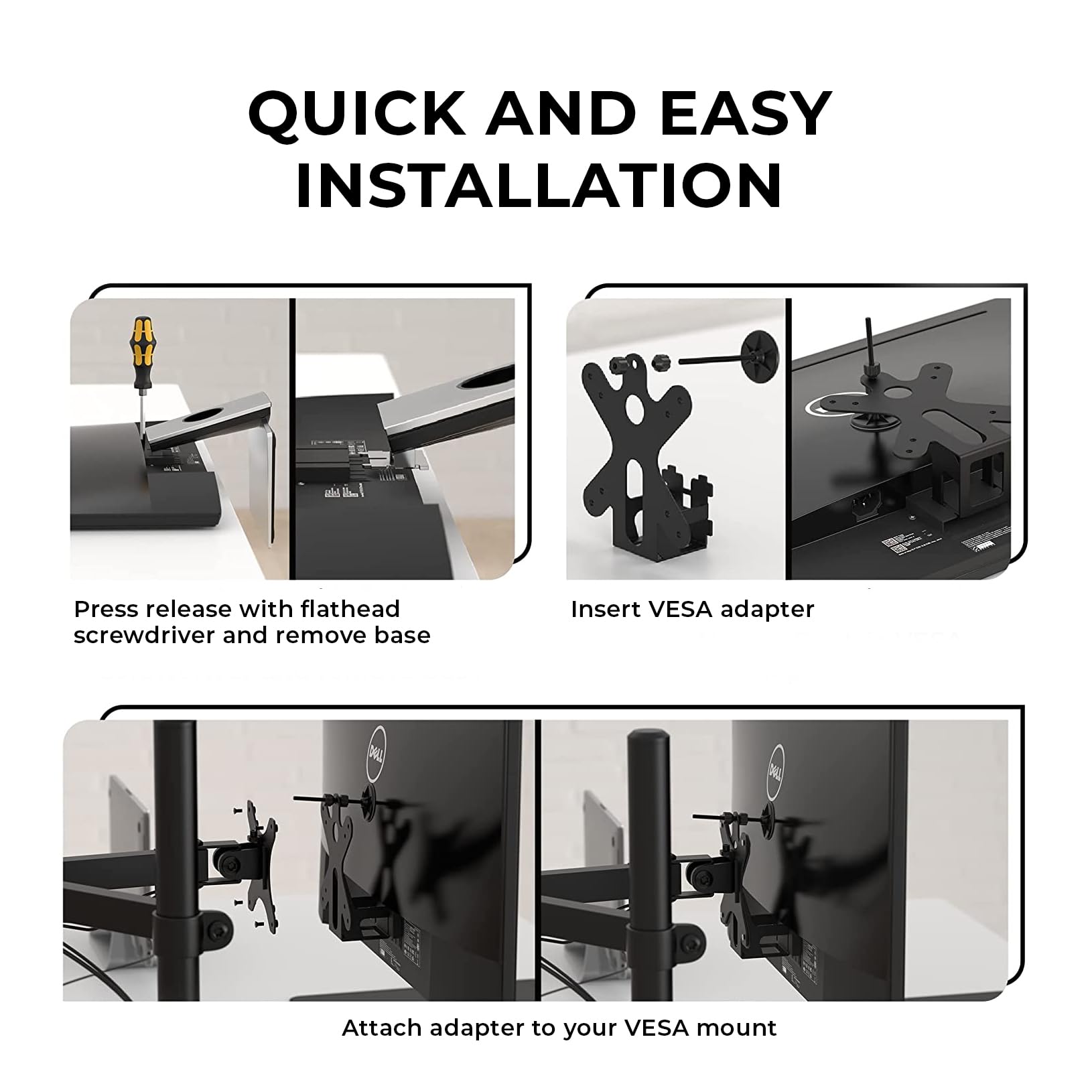 HumanCentric VESA Mount Adapter for Dell Monitors, 75x75 & 100x100mm