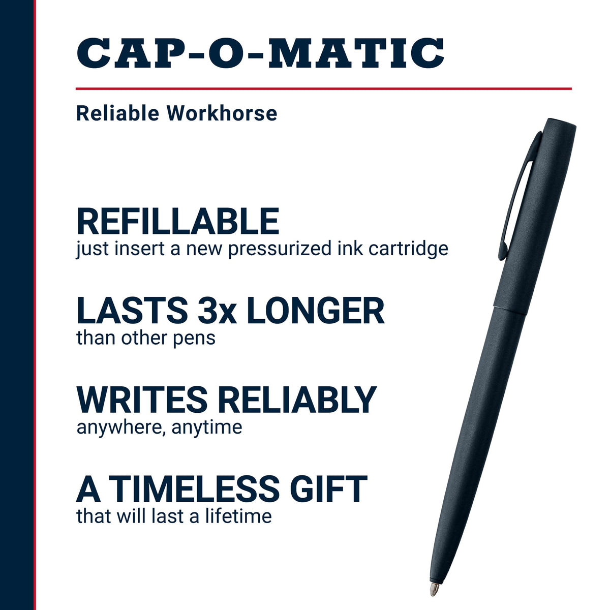 Fisher Space Pen Elite Navy Blue Cerakote Finish Cap-O-Matic Pen, Black Ink