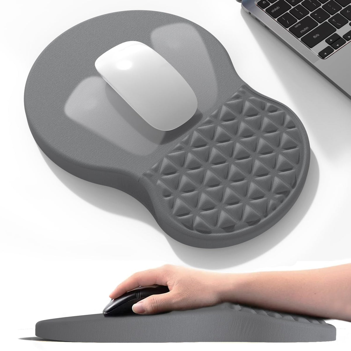 PYEDCA Ergonomic Mouse Pad Wrist Support with Foam Massage Design, Pain Relief Mousepad with Wrist
