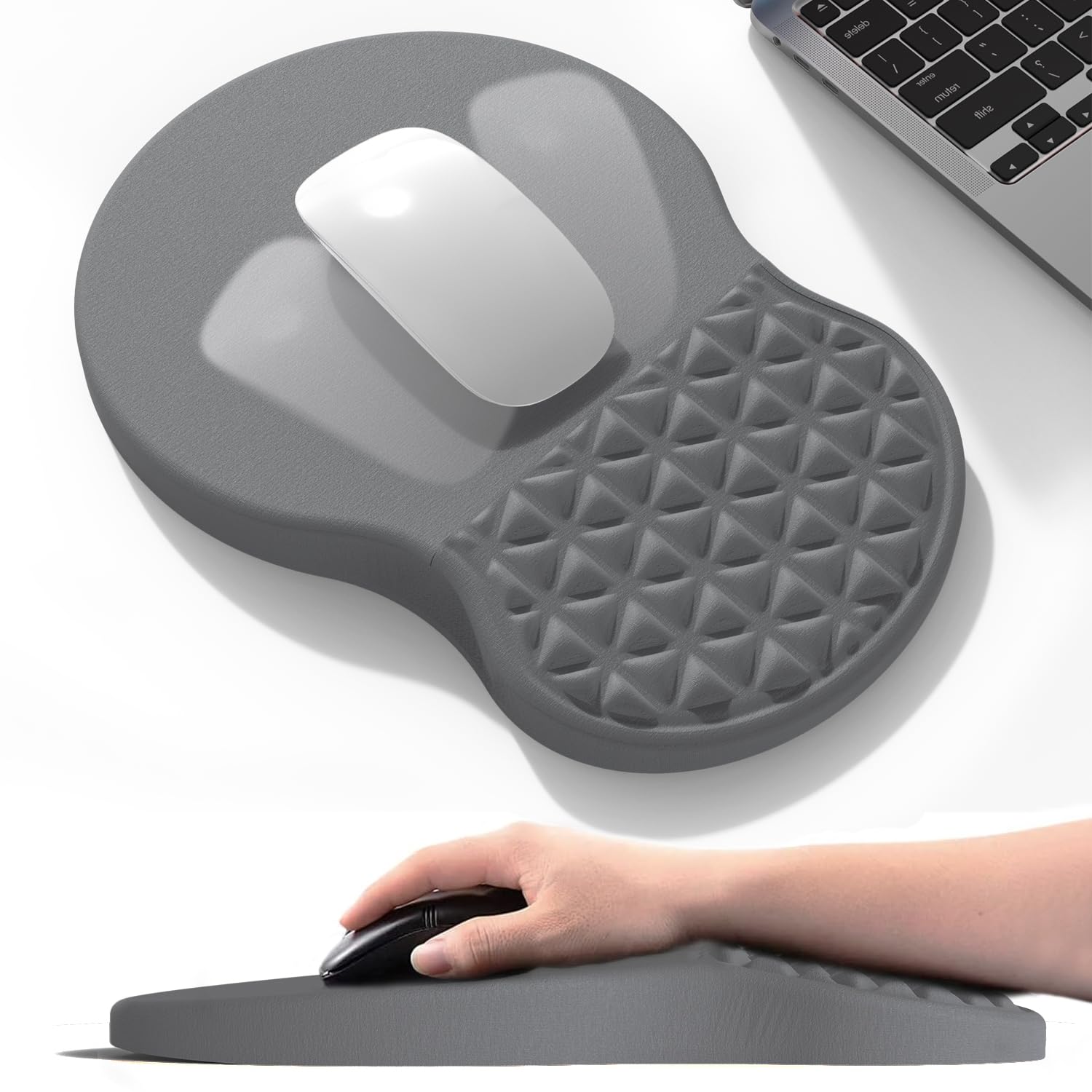 PYEDCA Ergonomic Mouse Pad Wrist Support with Foam Massage Design, Pain Relief Mousepad with Wrist